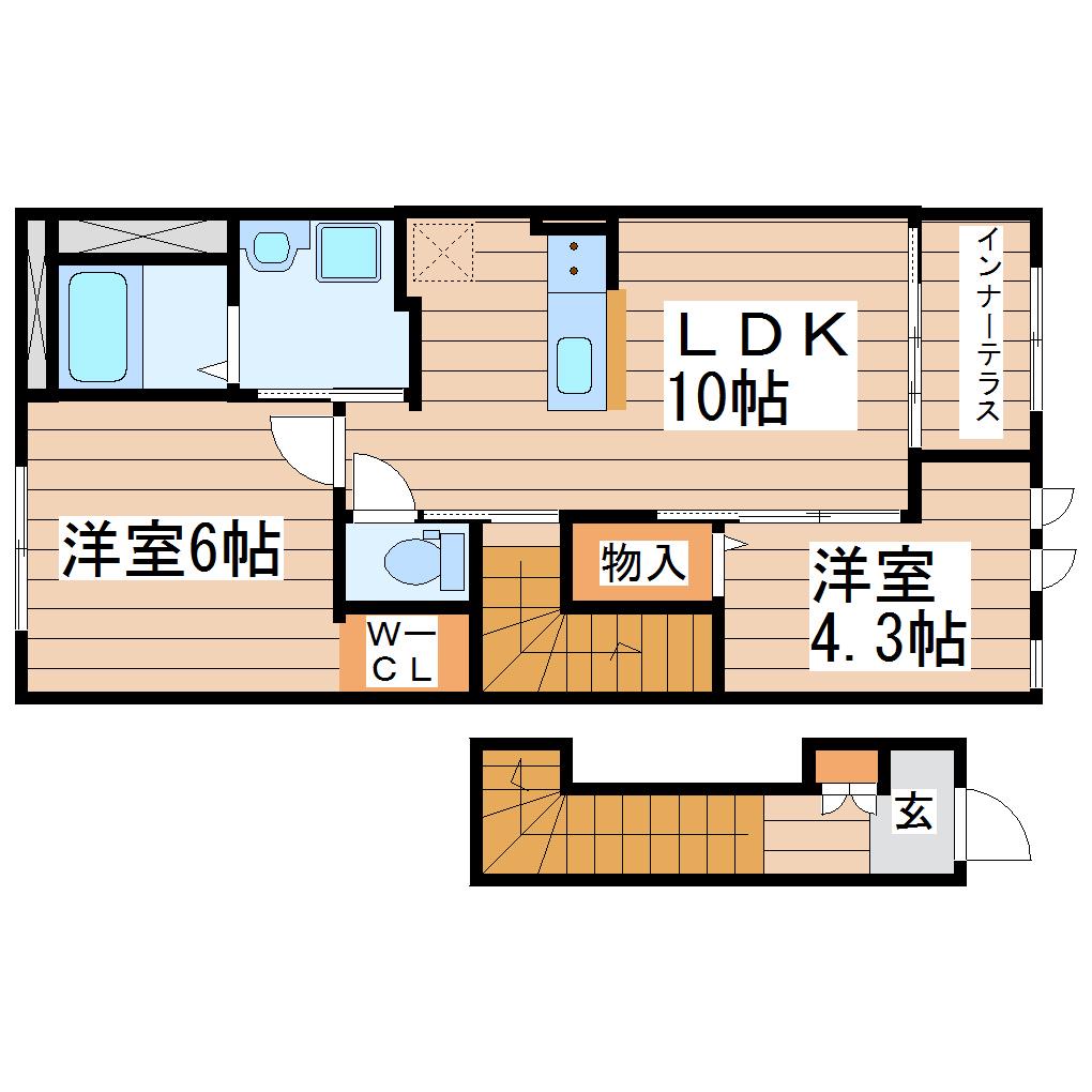 コンフォール弐番館(2LDK/2階)の間取り写真