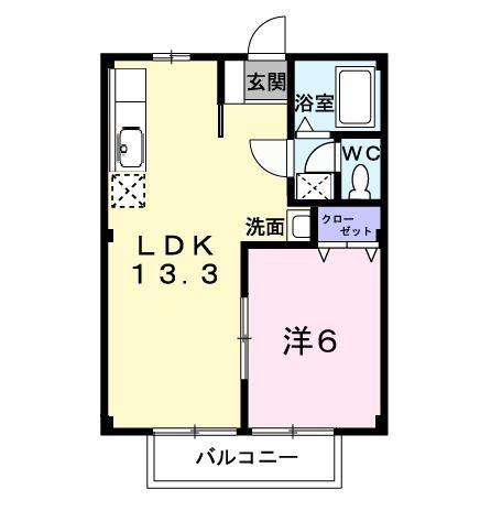 ニューシティ長船(1LDK/2階)の間取り写真
