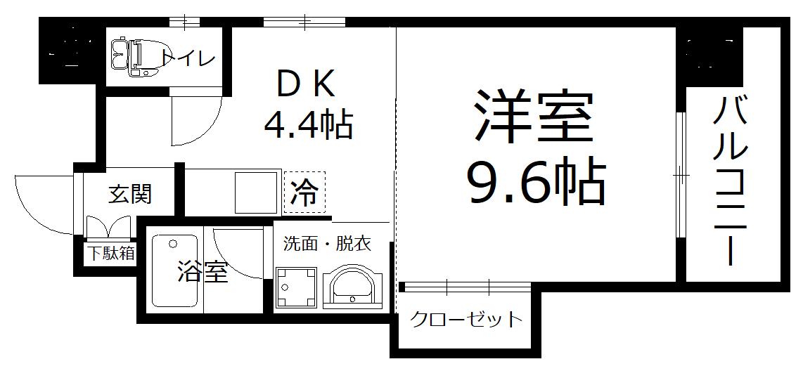 パークビュー小林(1K/5階)の間取り写真