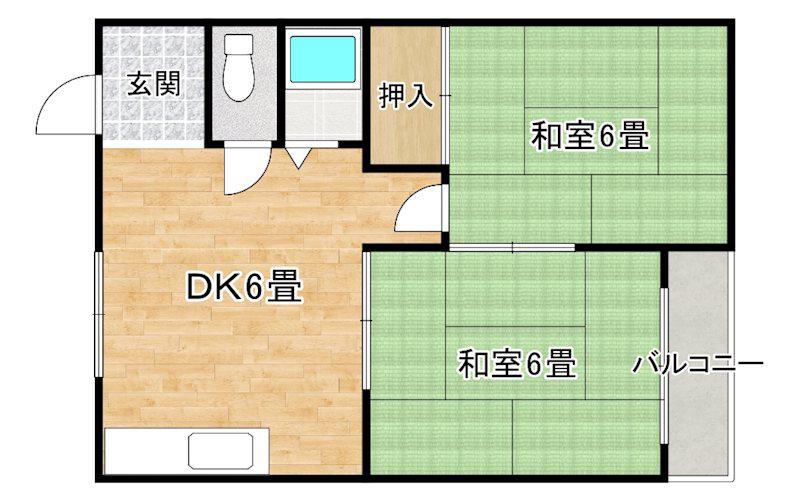 ハイツサンビーム(2DK/2階)の間取り写真