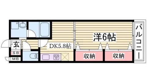エスペランサ御影II(1DK/2階)の間取り写真