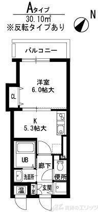 豊里セレニテ(1DK/4階)の間取り写真