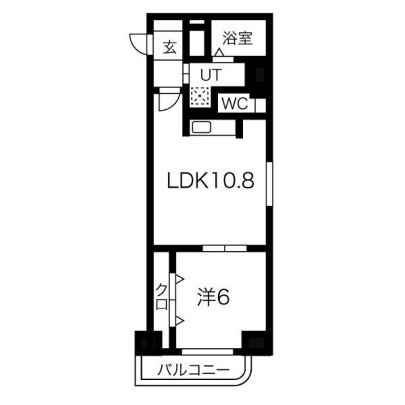 フレックス南郷通(1LDK/7階)の間取り写真