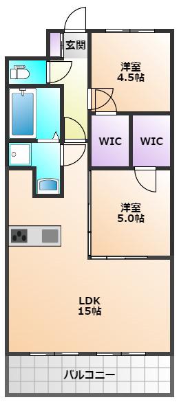 テルプシコレ東村山(2LDK/5階)の間取り写真