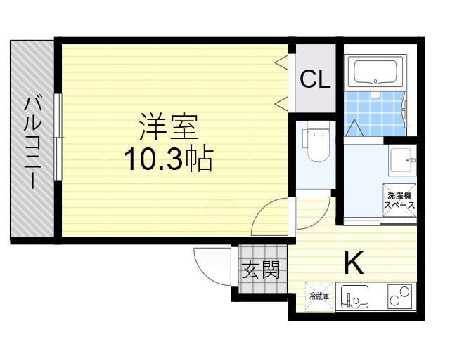 フジパレス西加賀屋ノース(1K/3階)の間取り写真