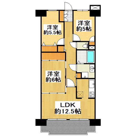 朝日プラザガーデンシティ新越谷(3LDK/8階)の間取り写真