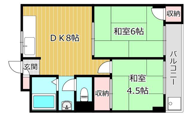 メゾン富田(2DK/1階)の間取り写真
