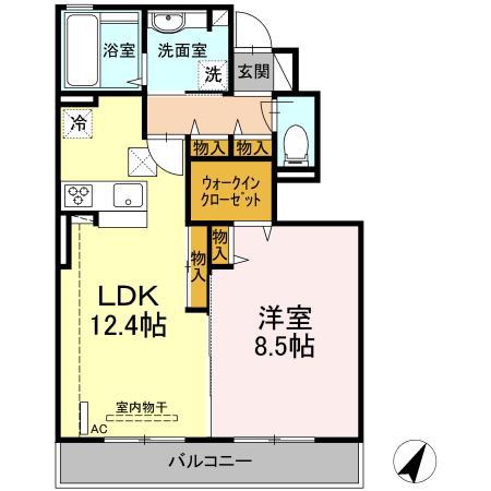 アゼリアコートⅢ(1LDK/1階)の間取り写真