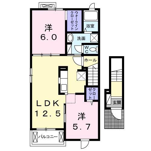 エスペランサ・ヴィラB(2LDK/2階)の間取り写真