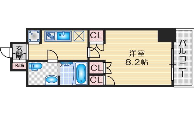 コンフォリア江坂(1K/4階)の間取り写真