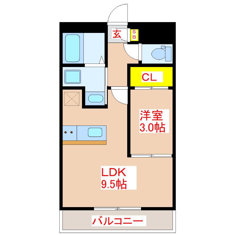 EGRET(1LDK/4階)の間取り写真