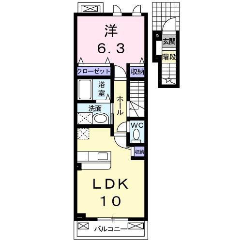 フェリーチェ(1LDK/2階)の間取り写真