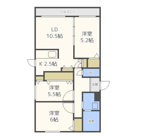 LUMIERE琴似(3LDK/3階)の間取り写真