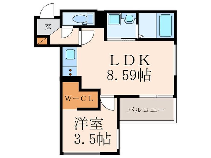 CRECIA守恒(1LDK/3階)の間取り写真