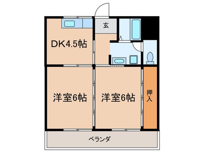 メゾン戸井(2DK/2階)の間取り写真