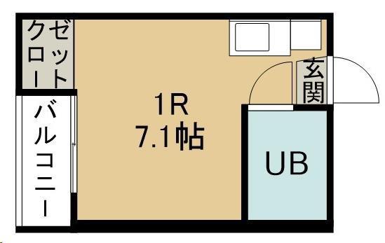 レンボーマンション(ワンルーム/3階)の間取り写真