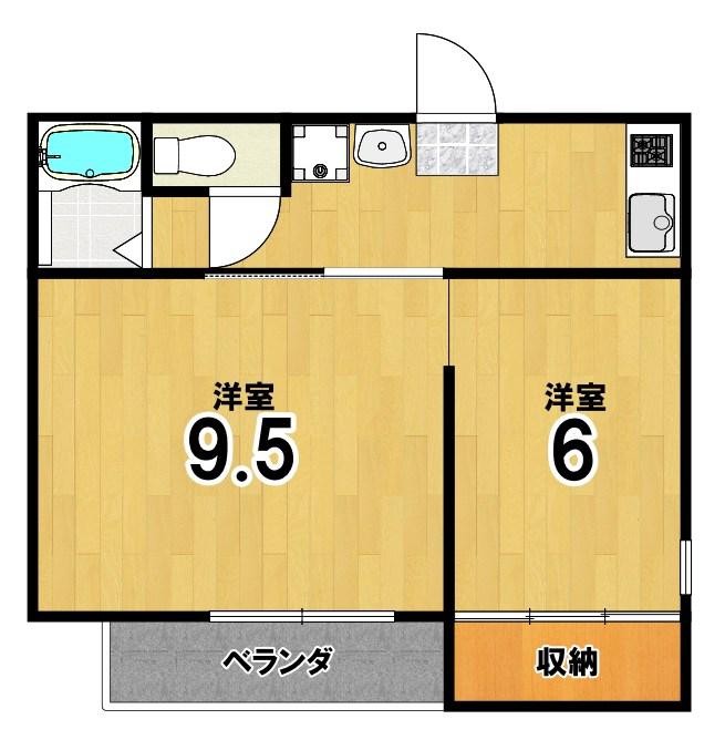 ザクセル(2K/2階)の間取り写真