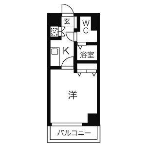 リベール名駅南(1K/6階)の間取り写真