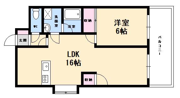 セポ草津南(1LDK/2階)の間取り写真