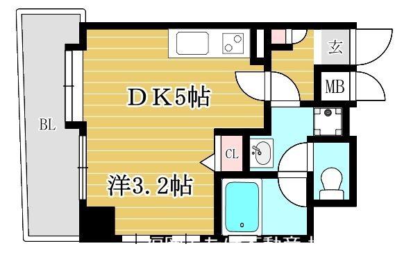 アクタス薬院II(1DK/9階)の間取り写真