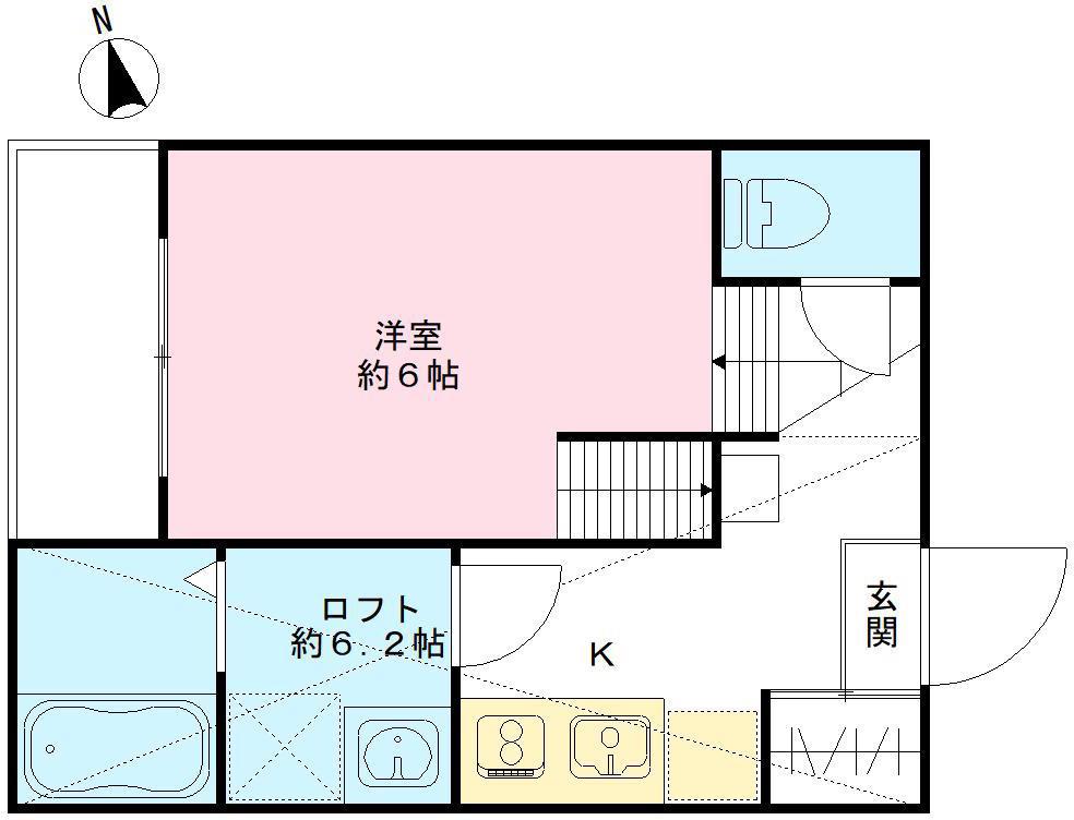 ステータス名駅西(1K/2階)の間取り写真