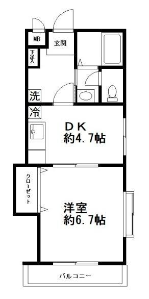 ル・シェリ(1DK/1階)の間取り写真
