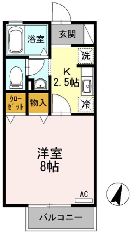ケーナ保田(1K/1階)の間取り写真