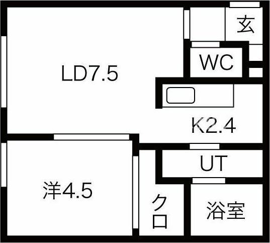 プリオール恵庭(1LDK/1階)の間取り写真
