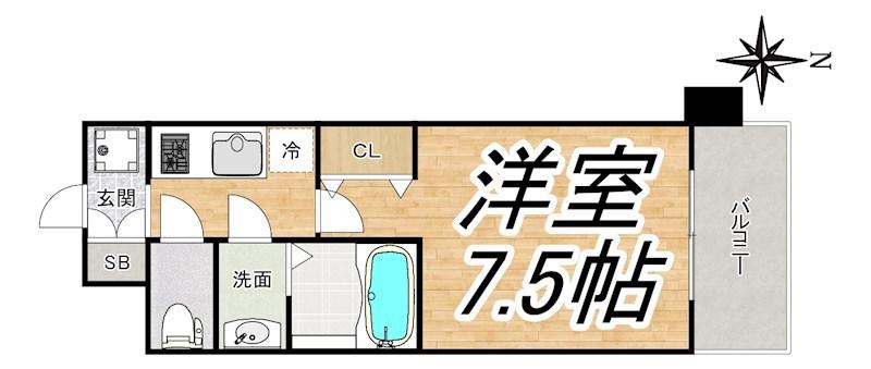 スプランディッド中之島ウエスト(1K/3階)の間取り写真