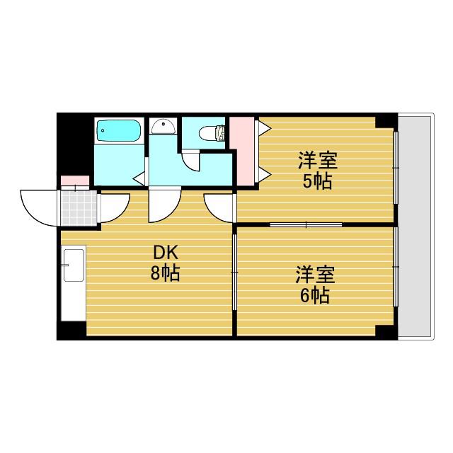 第5豊晃マンション(2DK/6階)の間取り写真