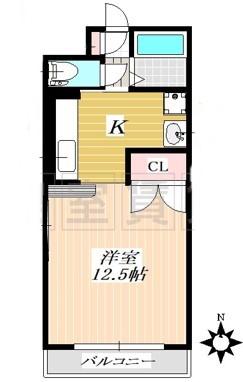 THUマンション(1K/4階)の間取り写真