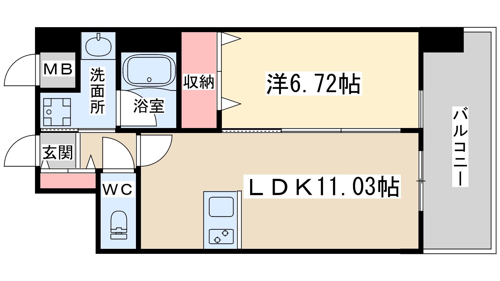 ラドゥセール天満(1LDK/2階)の間取り写真