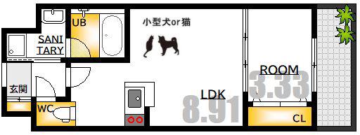 エネピア舟入(1LDK/2階)の間取り写真