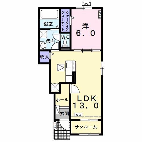トリエステ A(1LDK/1階)の間取り写真