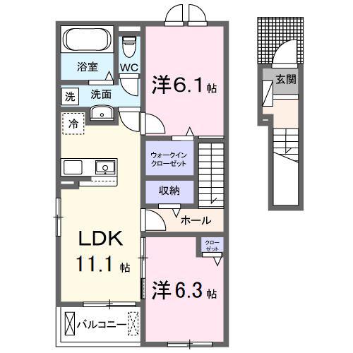 フェリスガーデン(2LDK/2階)の間取り写真