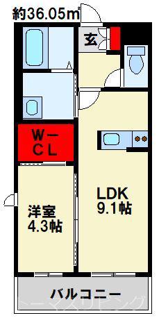 MAST中井 C棟(1LDK/3階)の間取り写真
