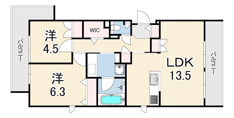 尼崎市塚口本町2丁目ヘーベルメゾン(2LDK/3階)の間取り写真