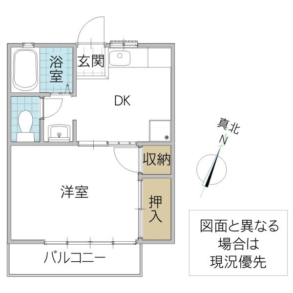 ホープヒルイワモト(1DK/2階)の間取り写真