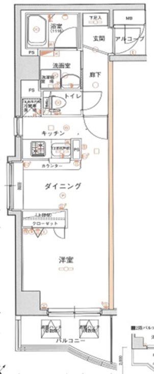 グリフィン新横浜・六番館(1K/10階)の間取り写真