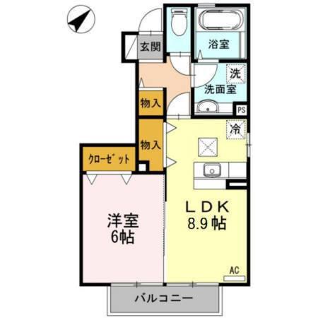 エムズコート(1LDK/1階)の間取り写真