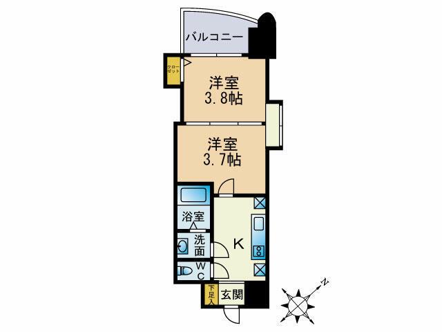アリビオ博多駅北(2K/10階)の間取り写真