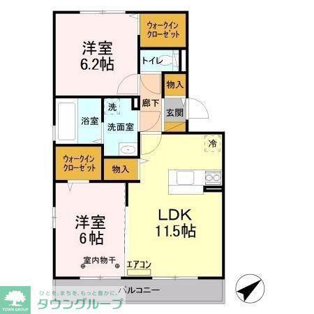 ハピネスⅡ(2LDK/1階)の間取り写真
