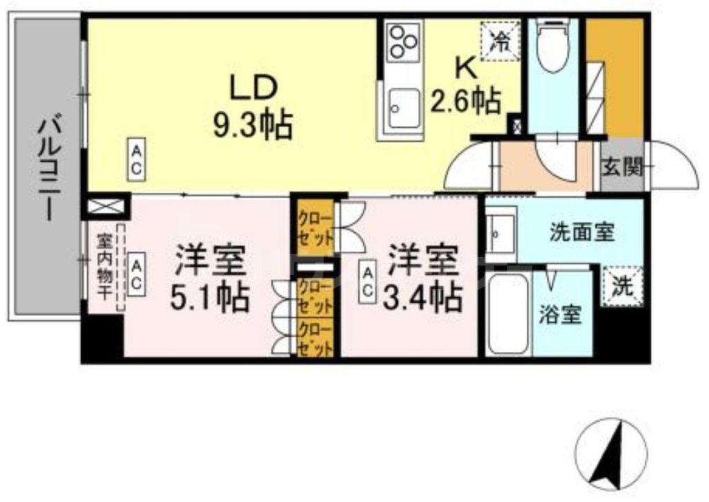 ロイジェント西新井(2LDK/3階)の間取り写真