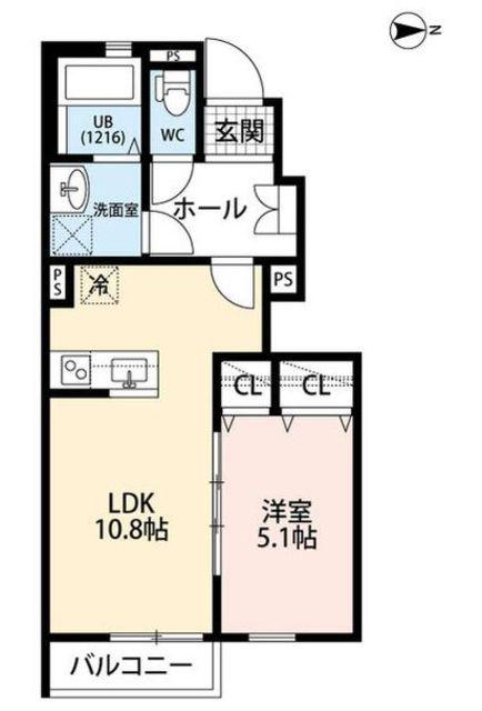 DURA CASAコブシIII(1LDK/1階)の間取り写真