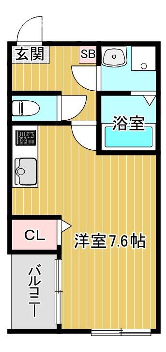 ハーモニーテラス中宮(ワンルーム/3階)の間取り写真