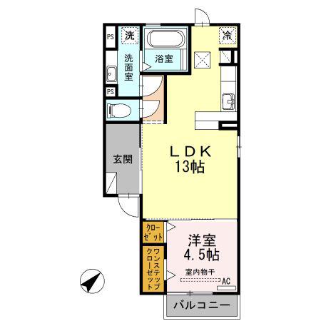 サニーホーム中花(1LDK/1階)の間取り写真