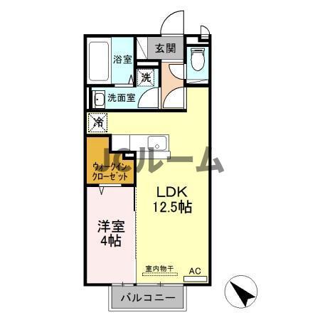 ラグナガーデン上刈(1LDK/2階)の間取り写真
