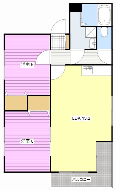 エテルナパル2001(2LDK/2階)の間取り写真
