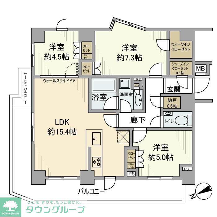 京王井の頭線 永福町駅 徒歩5分 4階建 築11年(3LDK/3階)の間取り写真
