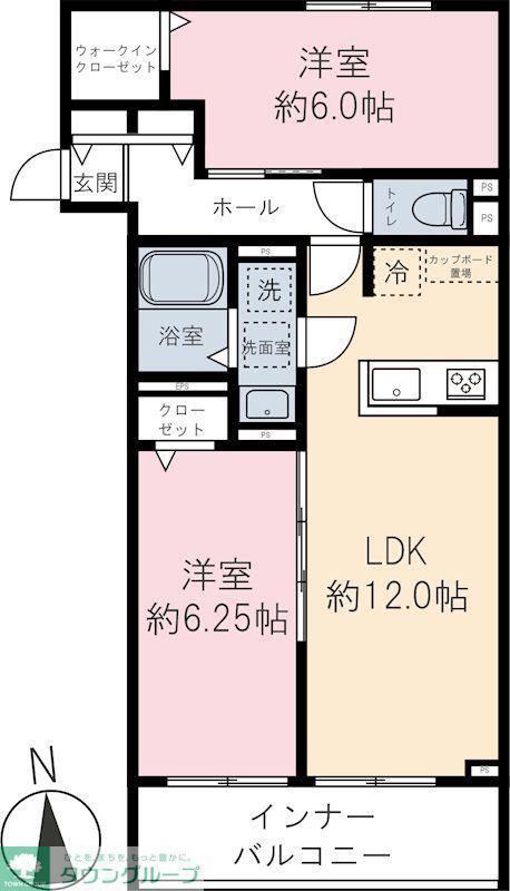 新町6丁目パレス(2LDK/1階)の間取り写真